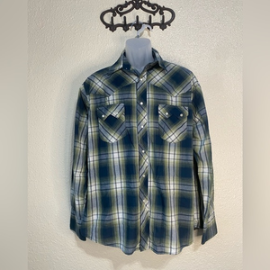 Wrangler western pearl‎ snap long sleeve shirt